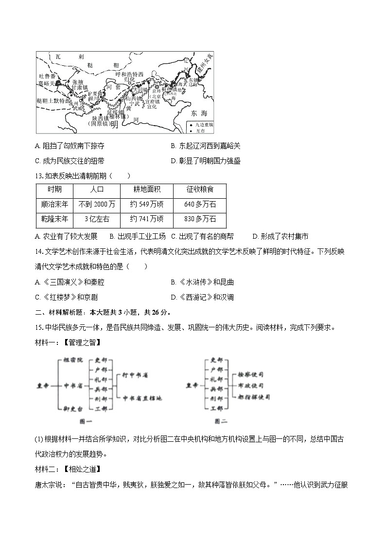 2024-2025学年四川省泸州市合江县七年级（下）期末历史试卷（含答案）第3页
