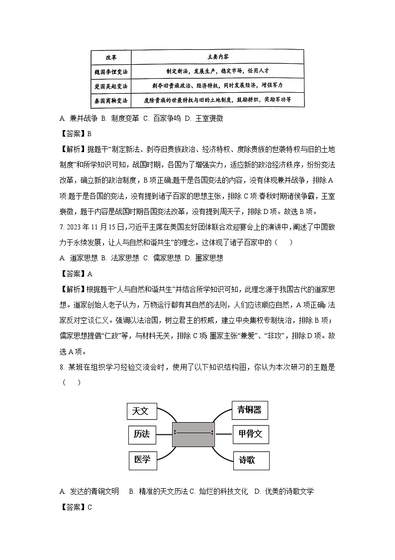 江西省宜春市宜春五校2024-2025学年七年级上学期期末历史试卷（解析版）第3页