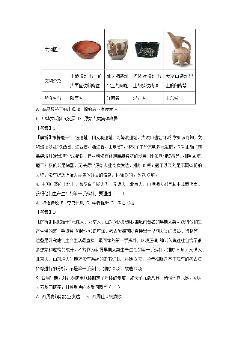 河南省周口市沈丘县2024-2025学年七年级上学期期末历史试卷（解析版）第2页