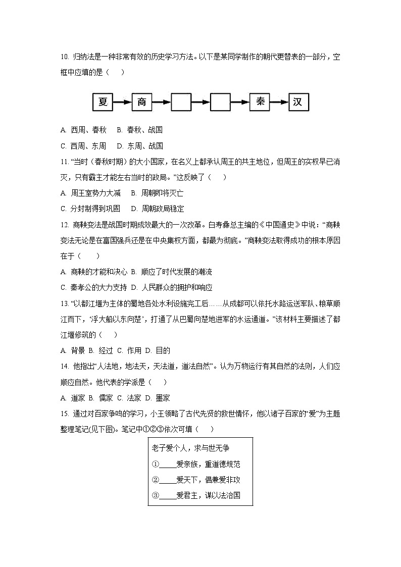 山东省临沂市兰陵县2024-2025学年七年级上学期期中考试历史试卷（学生版）第3页