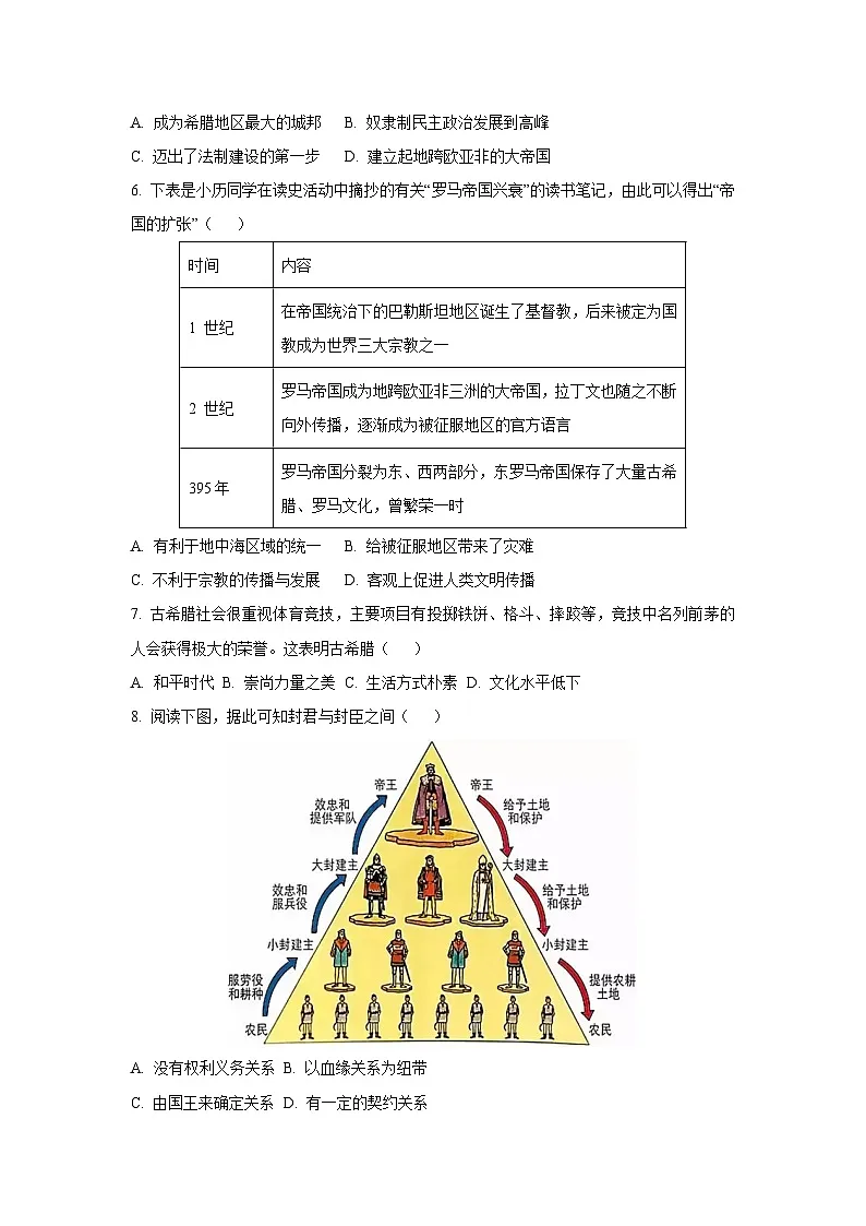 福建省多校联考2024-2025学年九年级上学期11月期中历史试卷（学生版）第2页