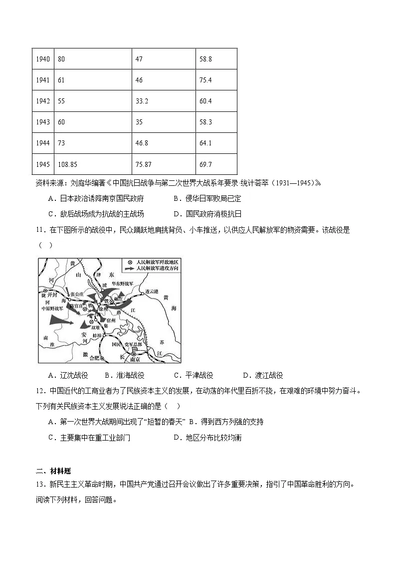 湖南师范大学附属中学2024-2025学年八年级上学期期末考试历史试卷第3页