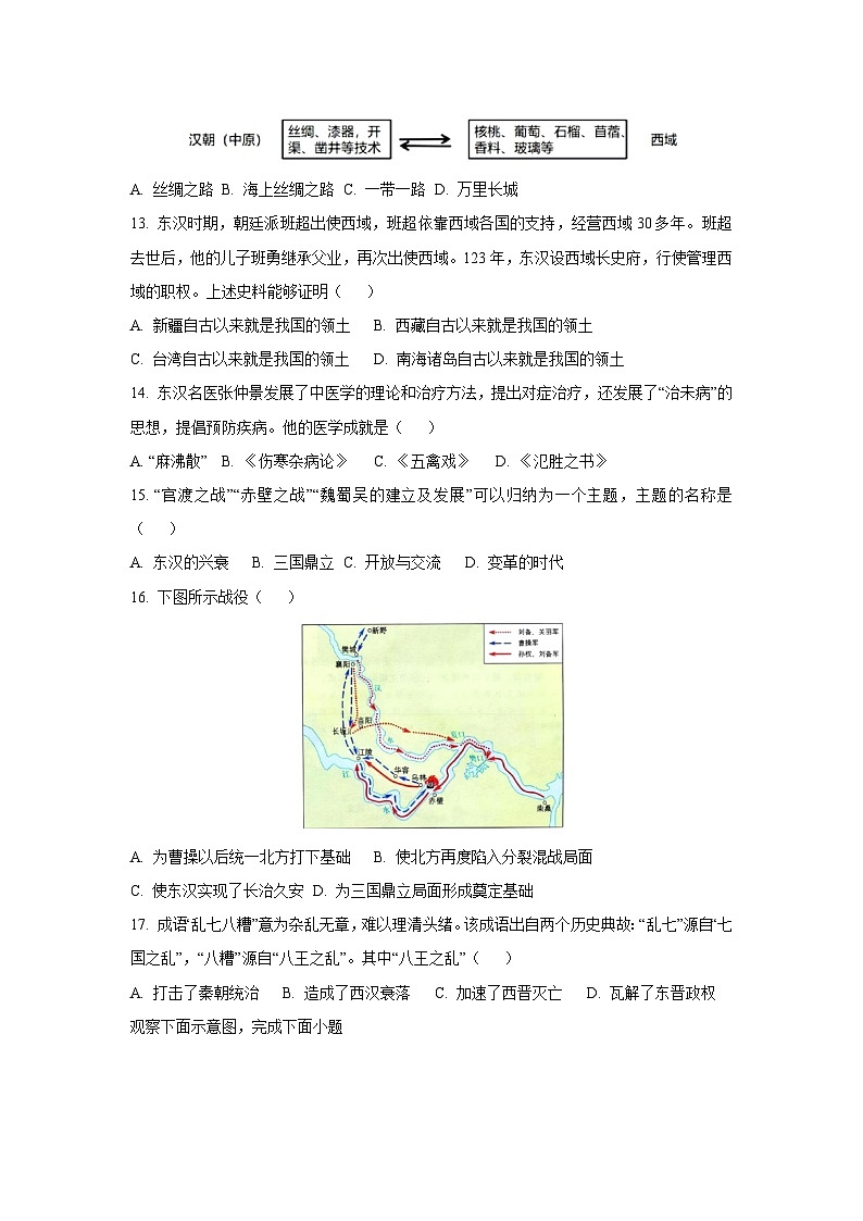 河北省保定市唐县2024-2025学年七年级上学期期末历史试卷（学生版）第3页