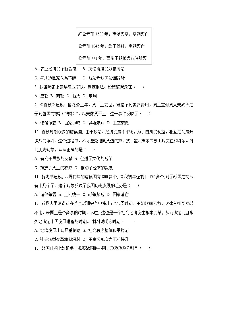 陕西省宝鸡市扶风县2024-2025学年七年级上学期期中质量监测 历史试卷（学生版）第2页