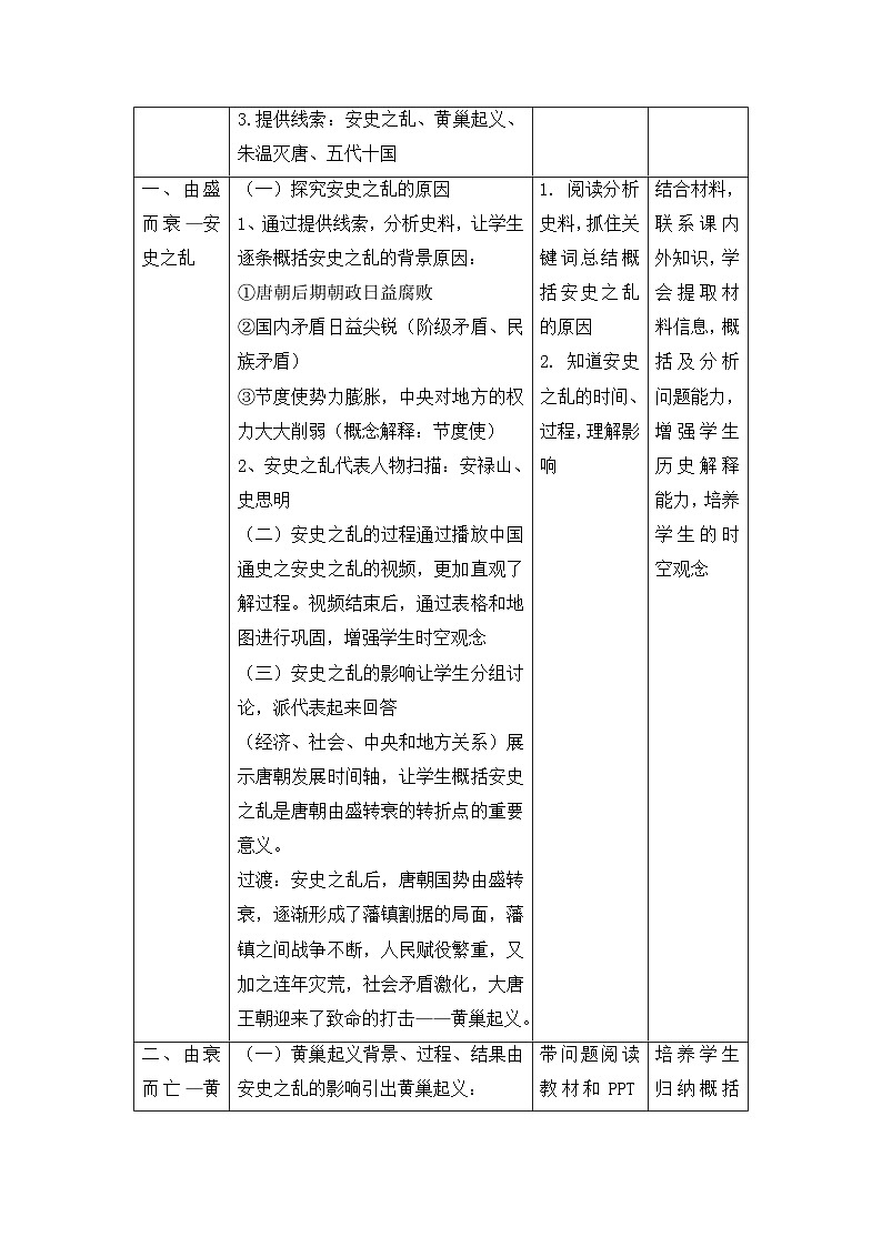 人教版部编初中历史七下1-4《安史之乱与唐朝衰亡》 教学设计第3页