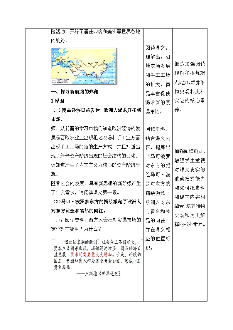 人教版部编初中历史九上5-15《探寻新航路》教学设计第2页