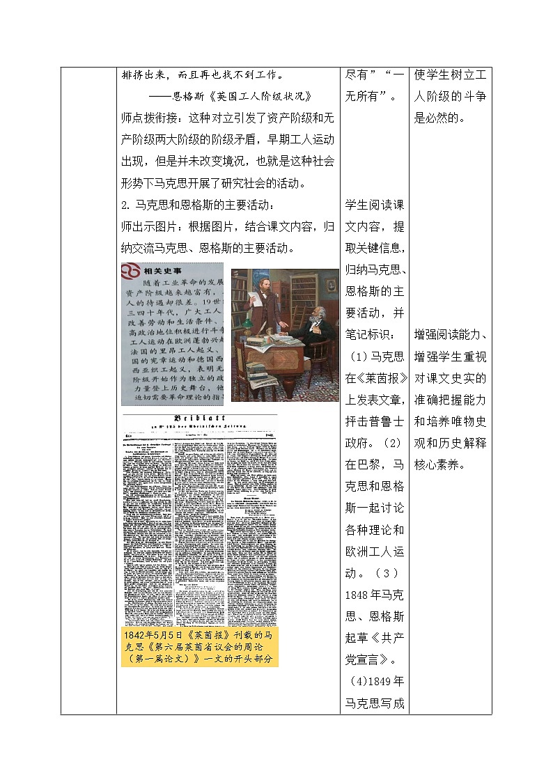 人教版部编初中历史九上7-21《马克思主义的诞生和国际共产主义运动的兴起》 教学设计第3页