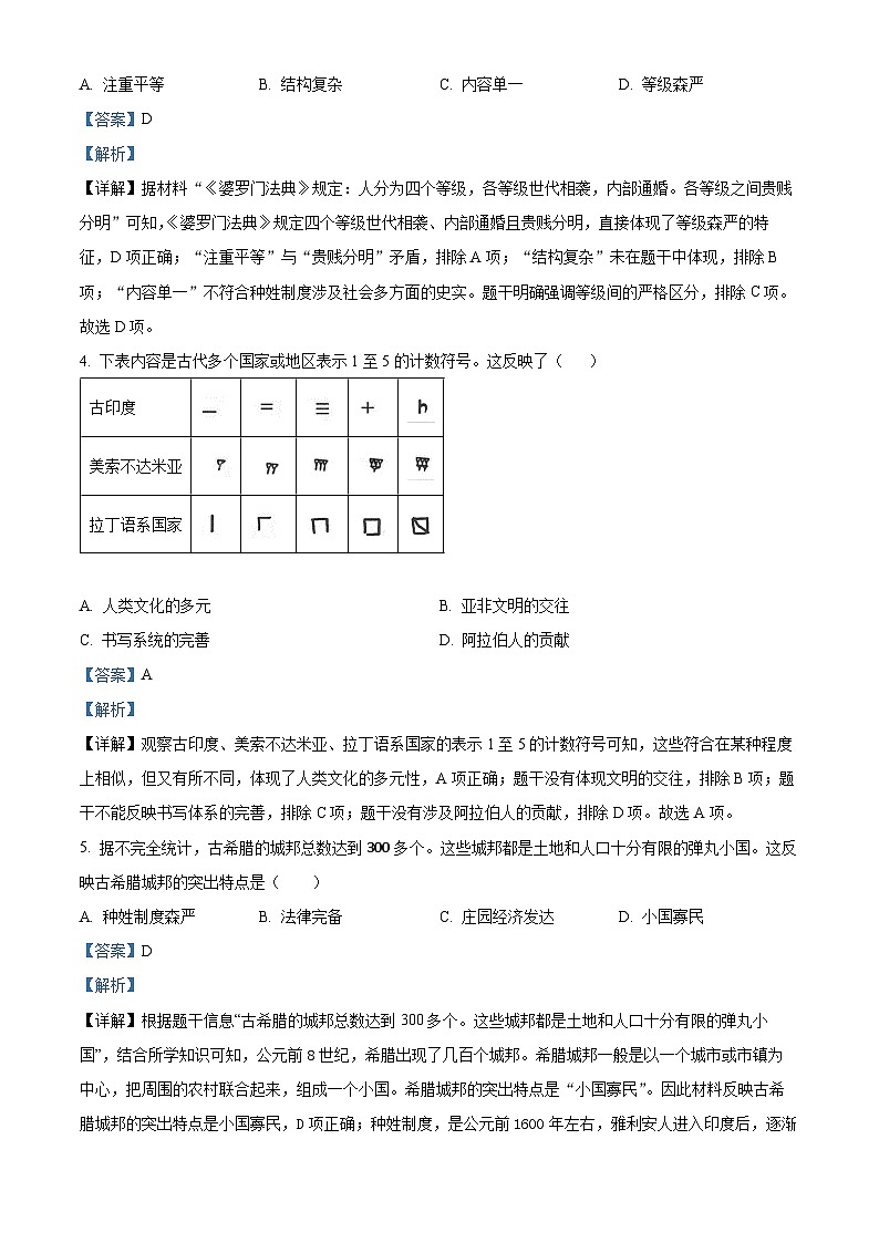 广西南宁市天桃实验学校2025-2026学年九年级上学期10月月考历史试题（解析版）第2页