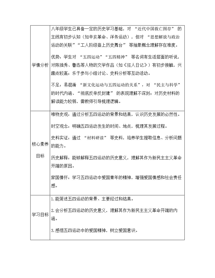 【新教材】统编版（2024）八年级上册历史第四单元 新民主主义革命的兴起（第11-12课）教案【表格式】第2页