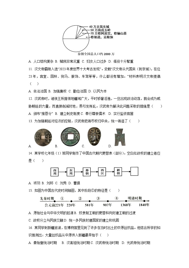山东省临沂市沂水县2024-2025学年七年级上学期期末历史试题（学生版）第3页