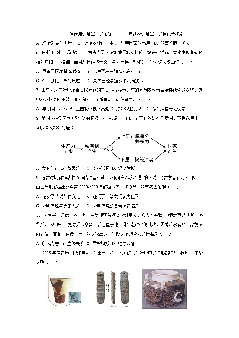 山西省朔州市部分学校2025-2026学年七年级上学期10月月考历史试卷（学生版）第2页