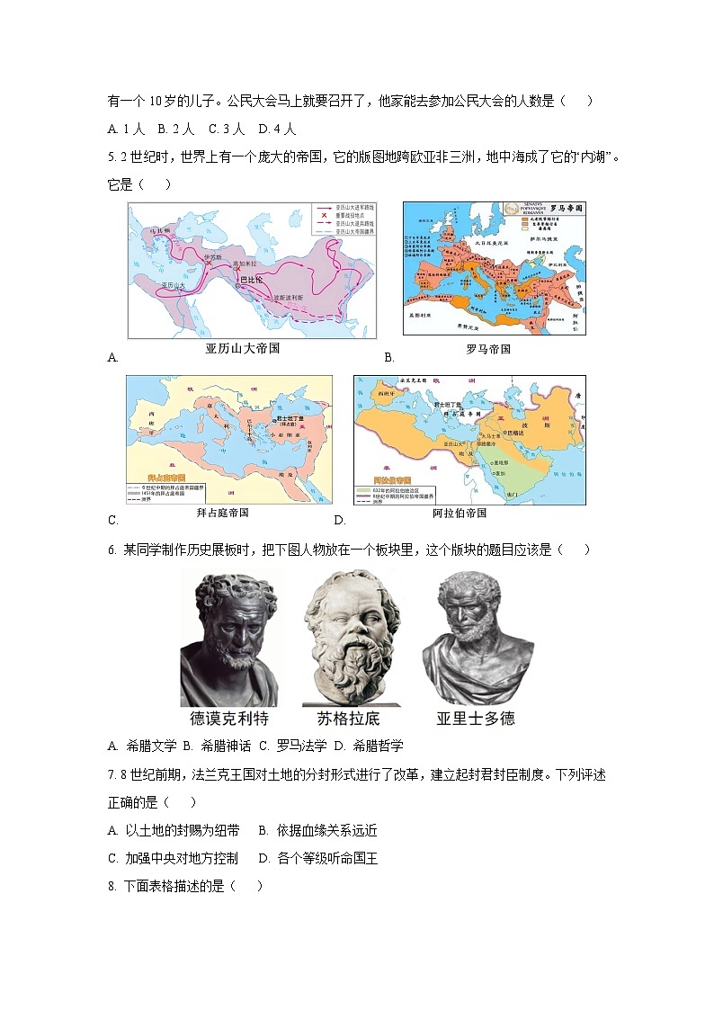 辽宁省大连市瓦房店市2025-2026学年九年级上学期10月学情调研历史试卷（学生版）第2页