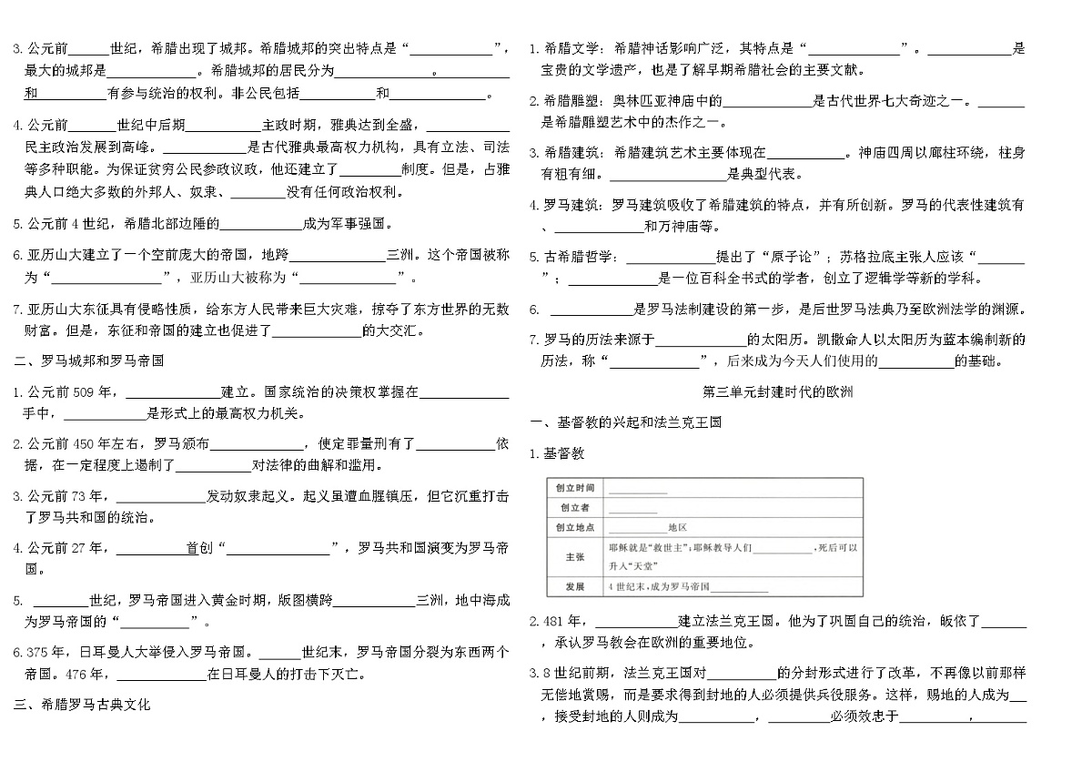 人教版九年级历史上册期中复习专项卷（含答案）第2页