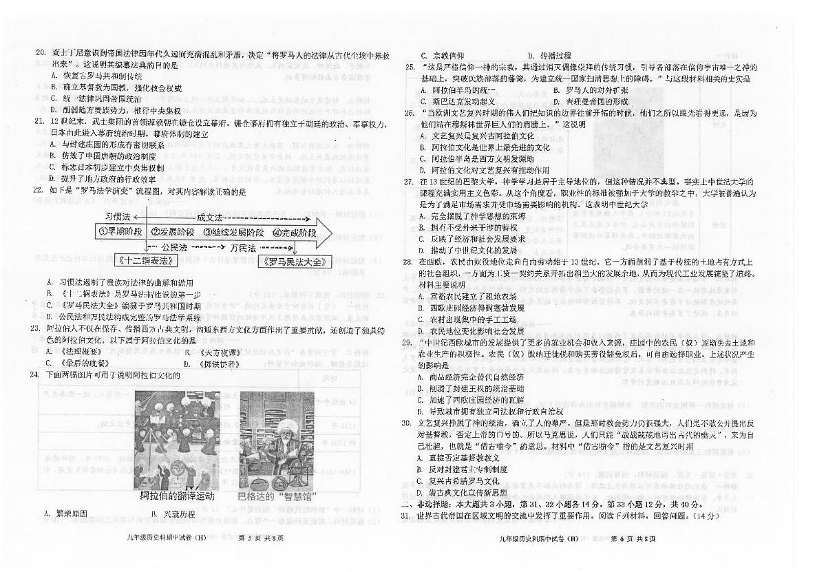 广东省汕头市潮南区陈店公办学校2025-2026学年九年级上学期10月期中历史试题第3页