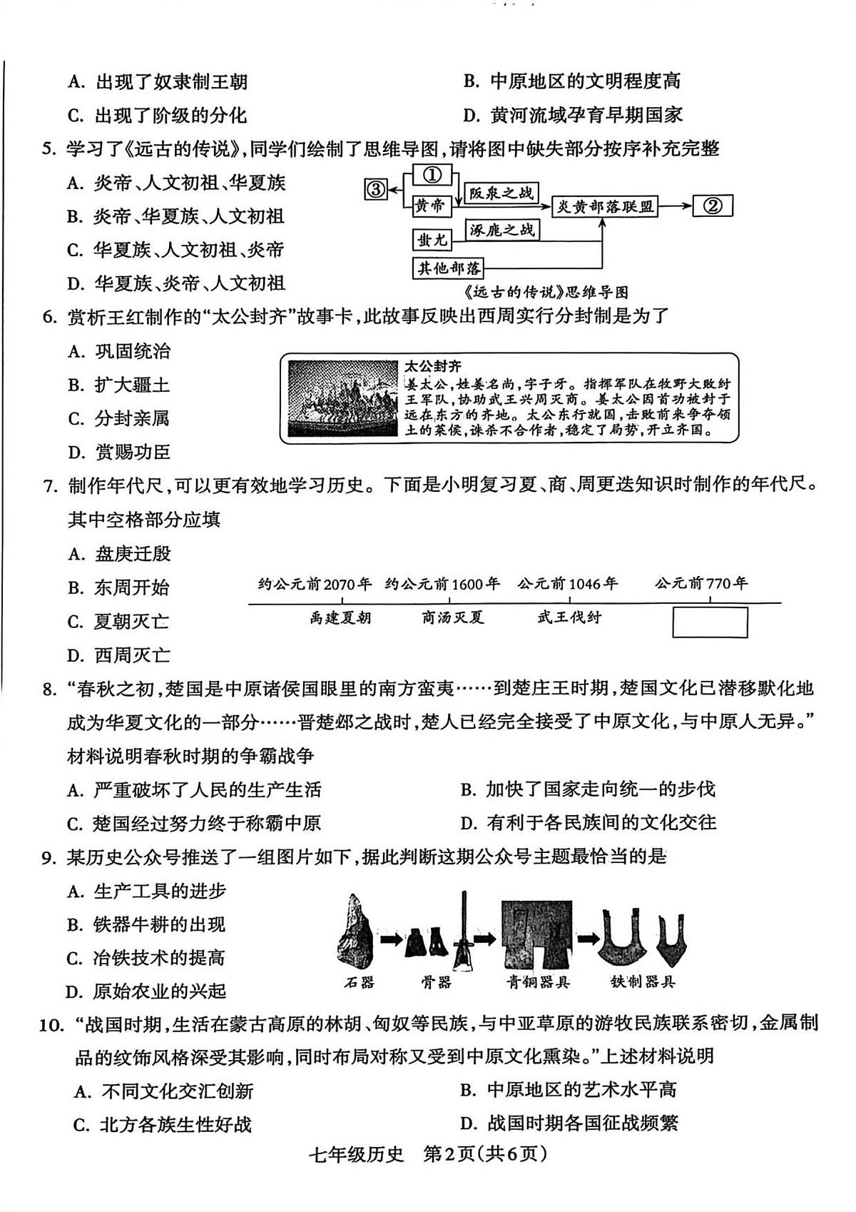 山西省运城市盐湖区2025_2026学年七年级上学期期中历史试题（图片版，含答案）第2页