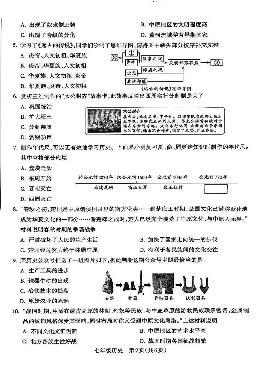 山西省运城市盐湖区2025-2026学年七年级上学期期中历史试题第2页