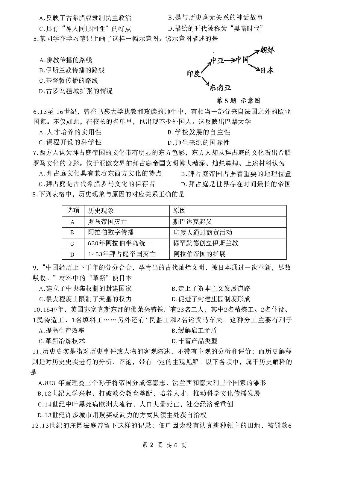 湖南省郴州市苏仙区2025-2026学年九年级上学期期中考试历史试卷第2页