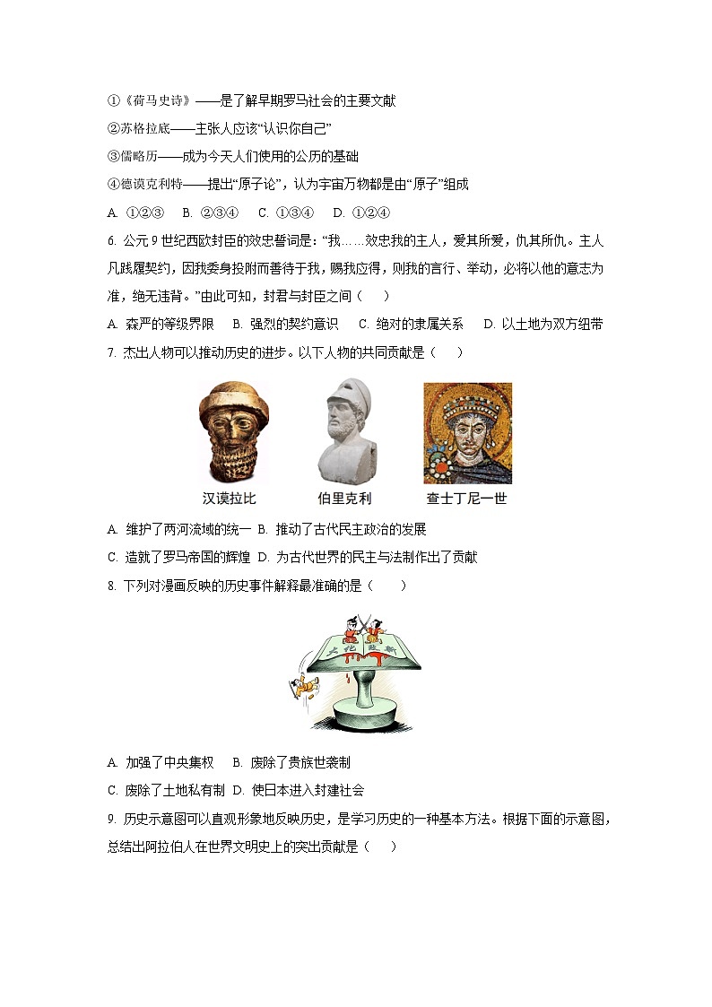 2025~2026学年湖北省咸宁市赤壁市九年级（上）第一次月考历史试题（学生版）第2页