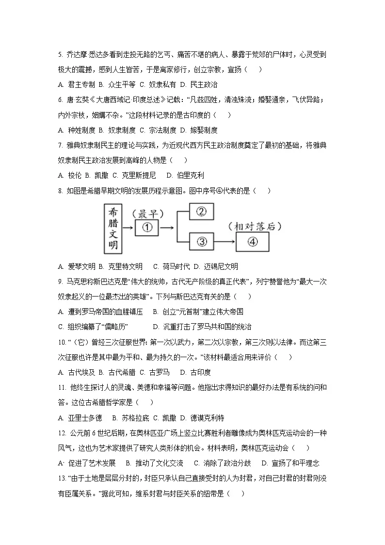 2025~2026学年河南省商丘市睢县多乡镇九年级（上）10月月考 历史试题（学生版）第2页