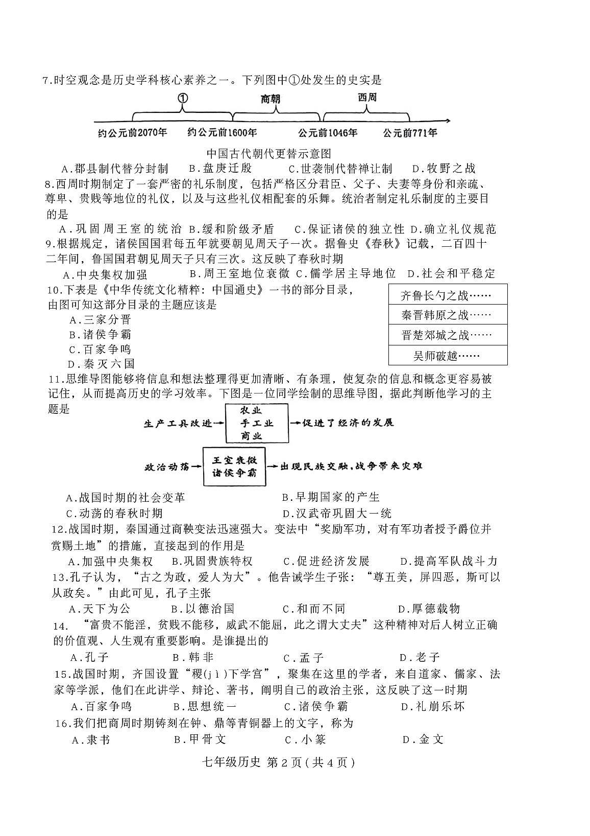 河北省唐山市滦州市2025-2026学年七年级上学期11月期中历史试题第2页