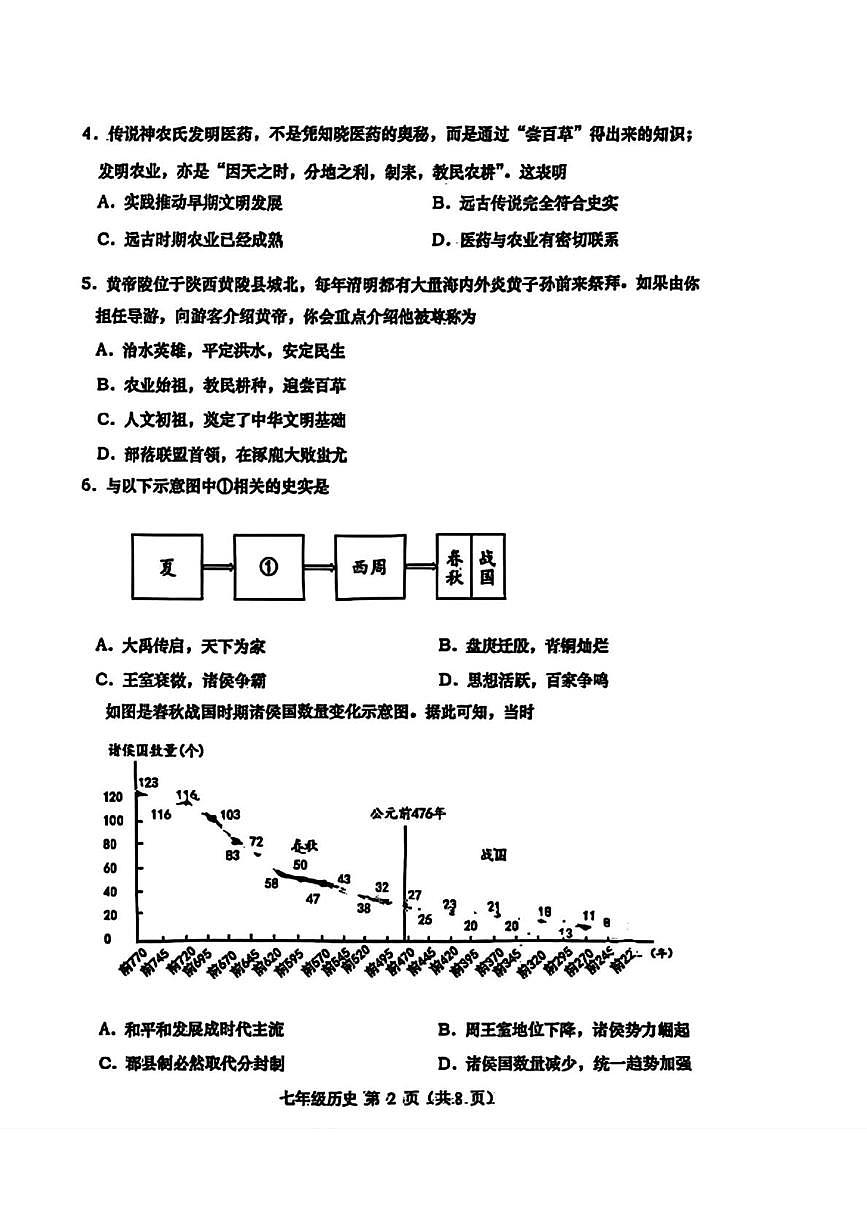 辽宁省大连市甘井子区2025-2026学年七年级上学期期中历史试卷第2页