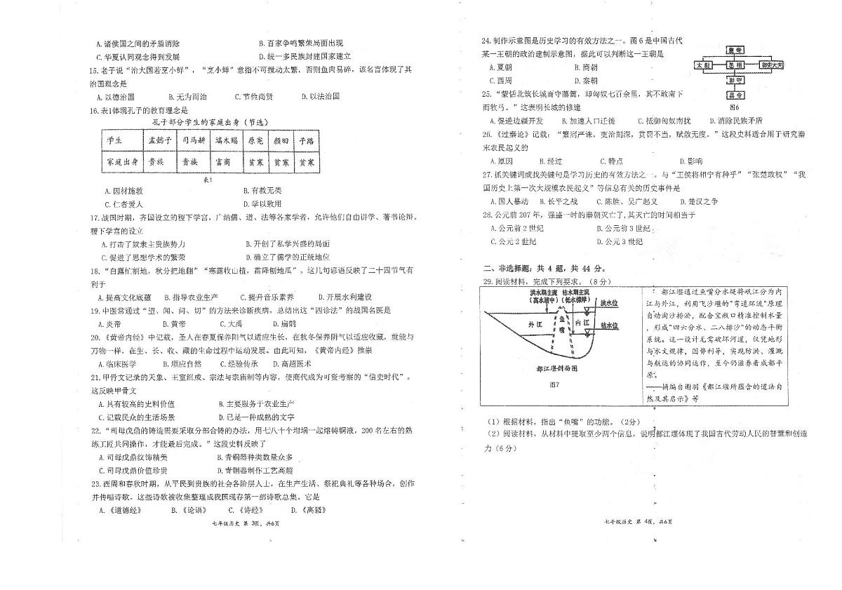 福建省福州第十九中学（福州第三中学初中部）2025-2026学年七年级上学期11月期中历史试题第2页