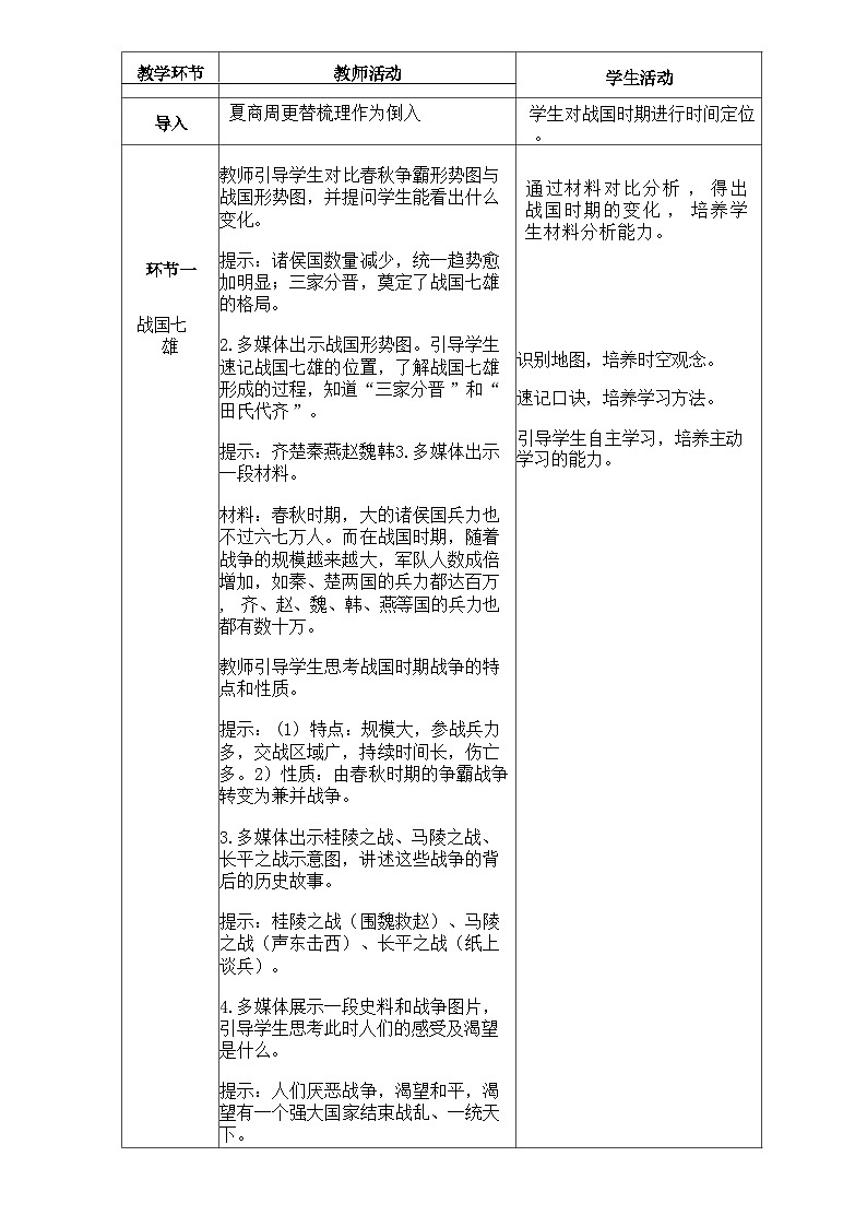 统编版历史七年级上册 第6课《战国时期的社会变革》教学设计第2页