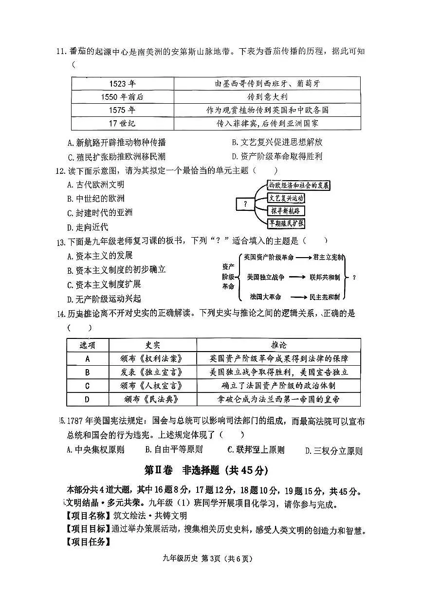山西省晋中市介休市2025-2026学年九年级上学期11月期中历史试题第3页
