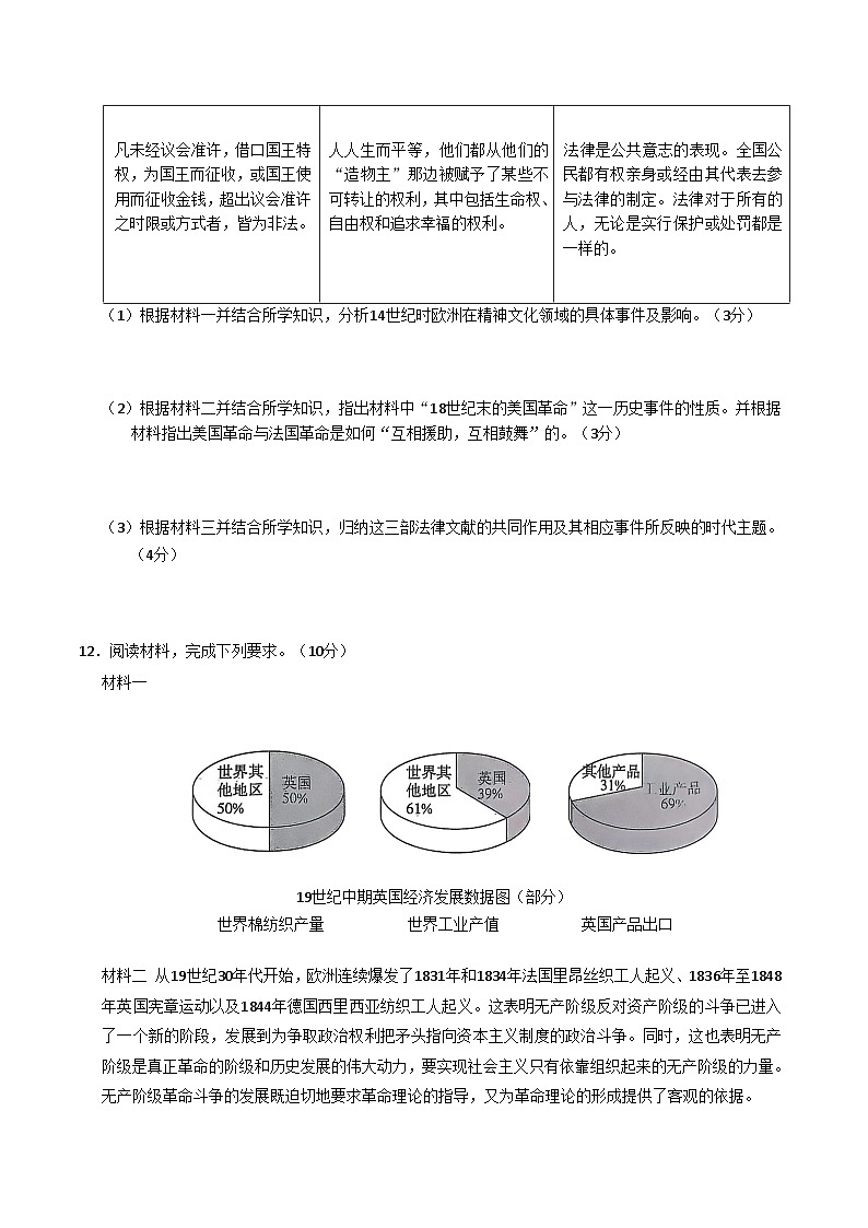 内蒙古赤峰市翁牛特旗2026届九年级上学期期中考试历史试卷（含答案）第3页