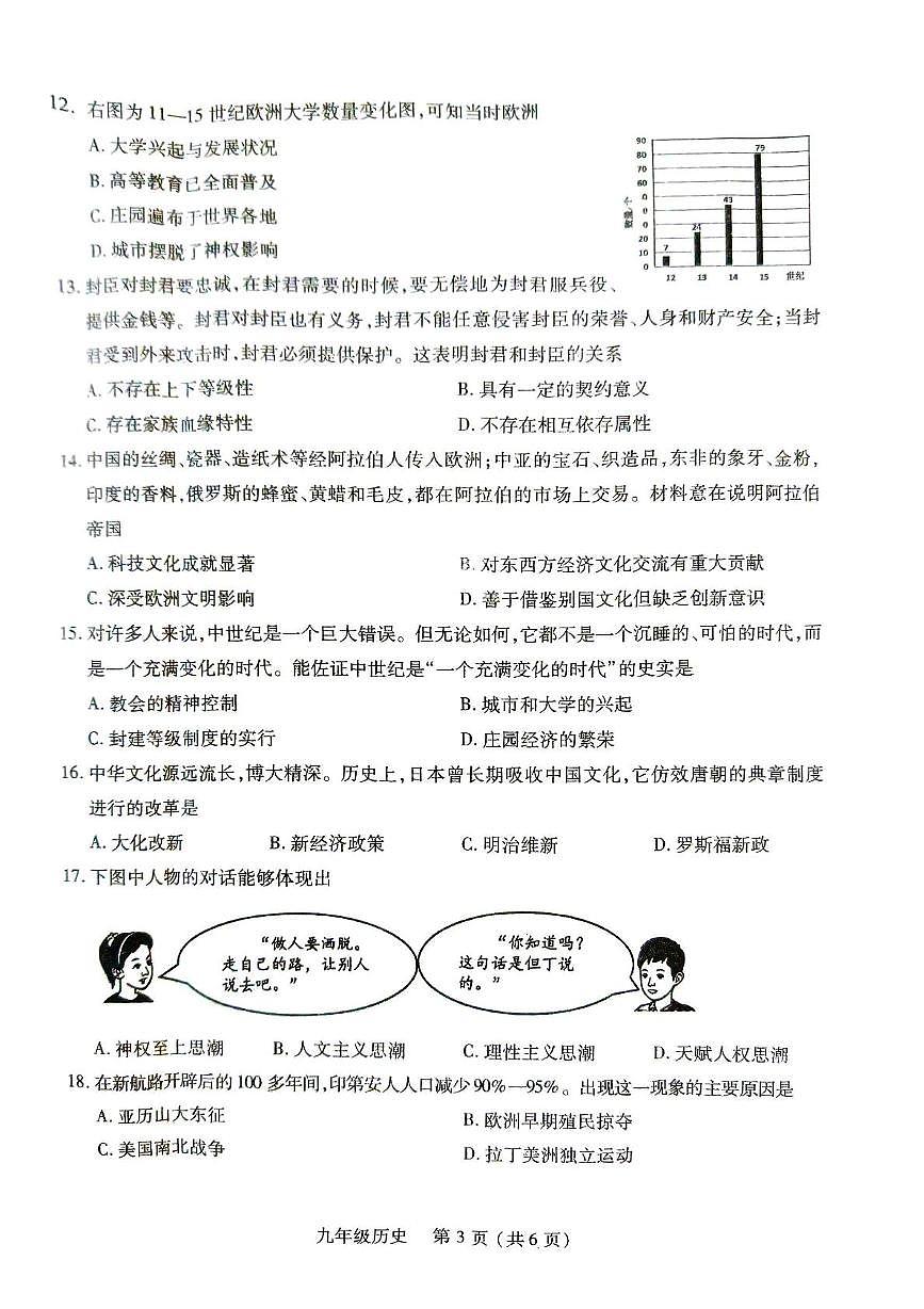 河南省洛阳市伊川县2025-2026学年九年级上学期11月期中历史试题第3页