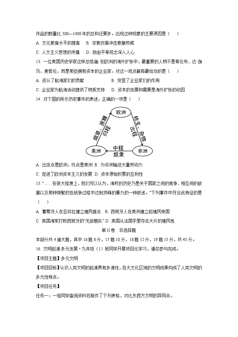 山西省晋中市介休市2024-2025学年九年级上学期期中历史试卷（学生版）第3页