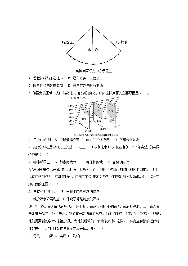 内蒙古自治区锡林郭勒盟三县2025-2026学年九年级上学期10月期中历史试卷（学生版）第2页
