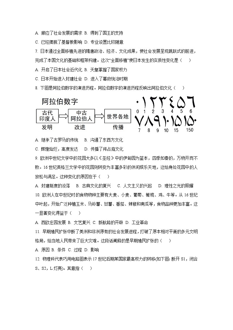 河南省郑州市九校2024-2025学年上学期期中九年级历史试卷（学生版）第2页