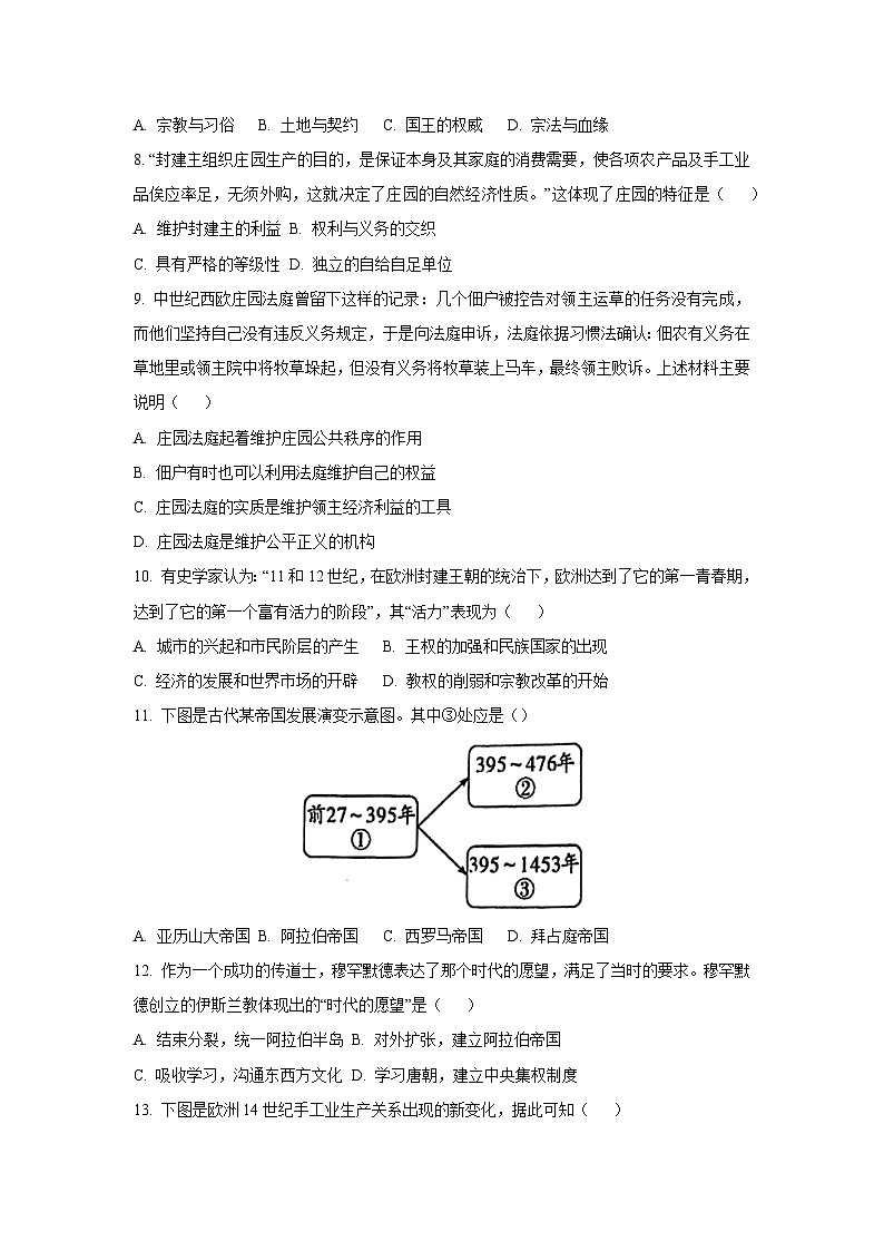 山东省济宁市嘉祥县2024-2025学年九年级上学期期中历史试卷（学生版）第2页