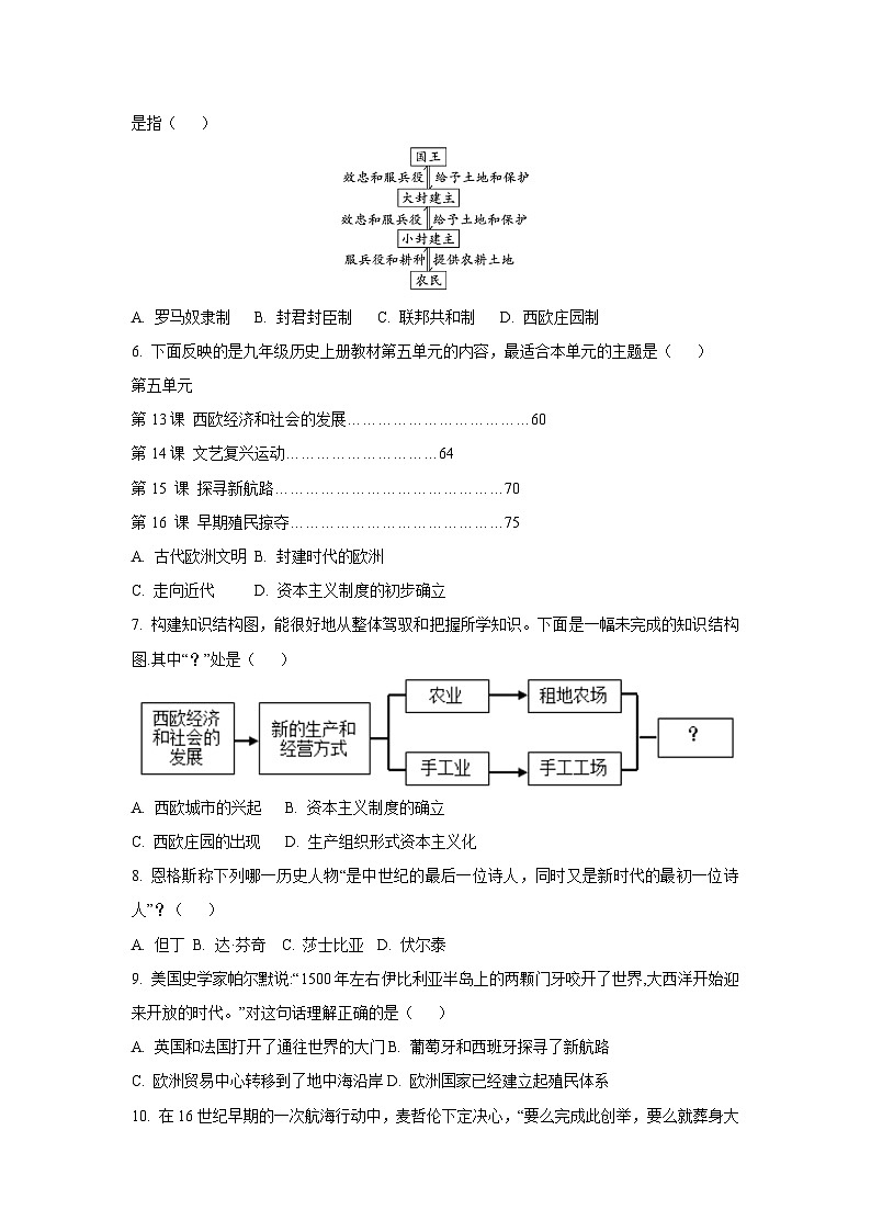 山东省德州市武城县2024-2025学年九年级上学期期中历史试卷（学生版）第2页