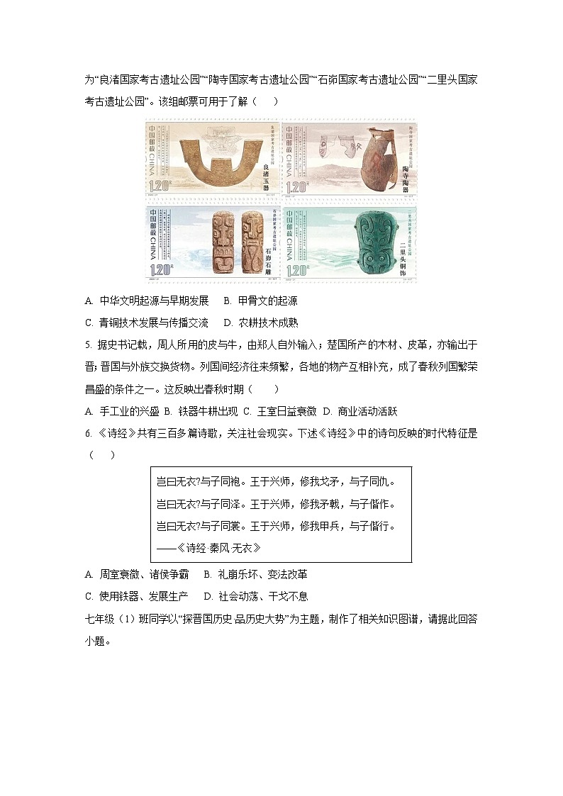 山西省大同市平城区部分学校2025-2026学年七年级上学期11月期中历史试卷（学生版）第2页
