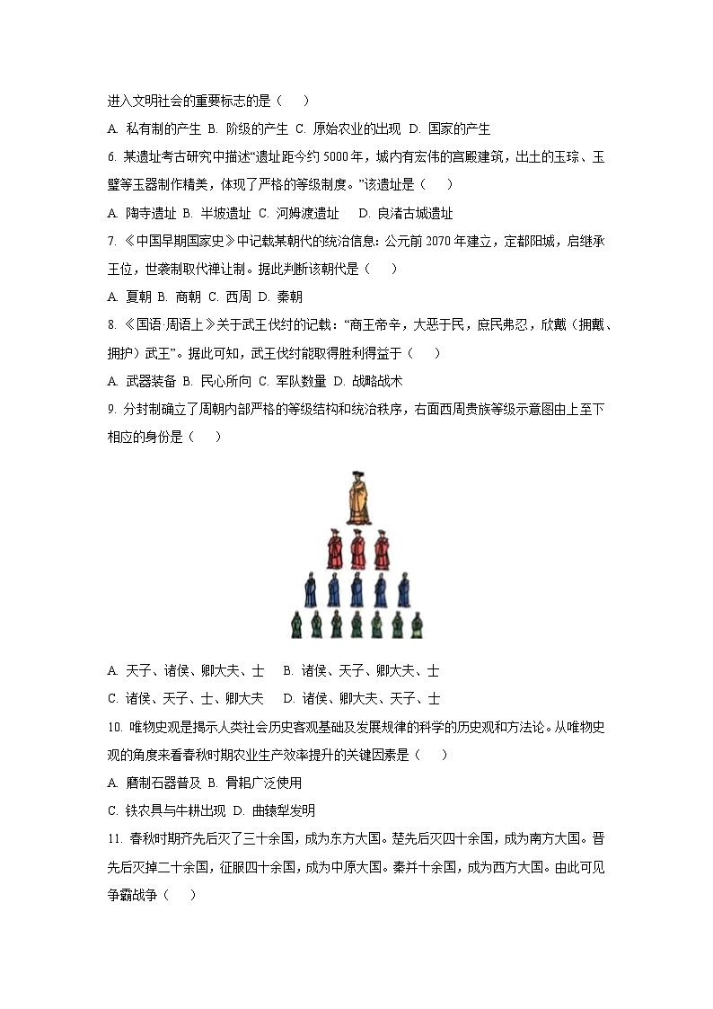 海南省海口市2025-2026学年七年级上学期期中考试 历史试卷（学生版）第2页