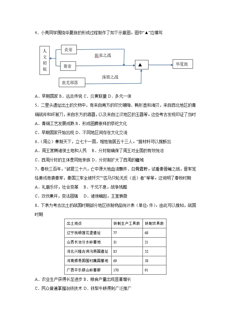 广西壮族自治区2025-2026学年七年级上学期期中模拟卷历史试卷（学生版）第2页