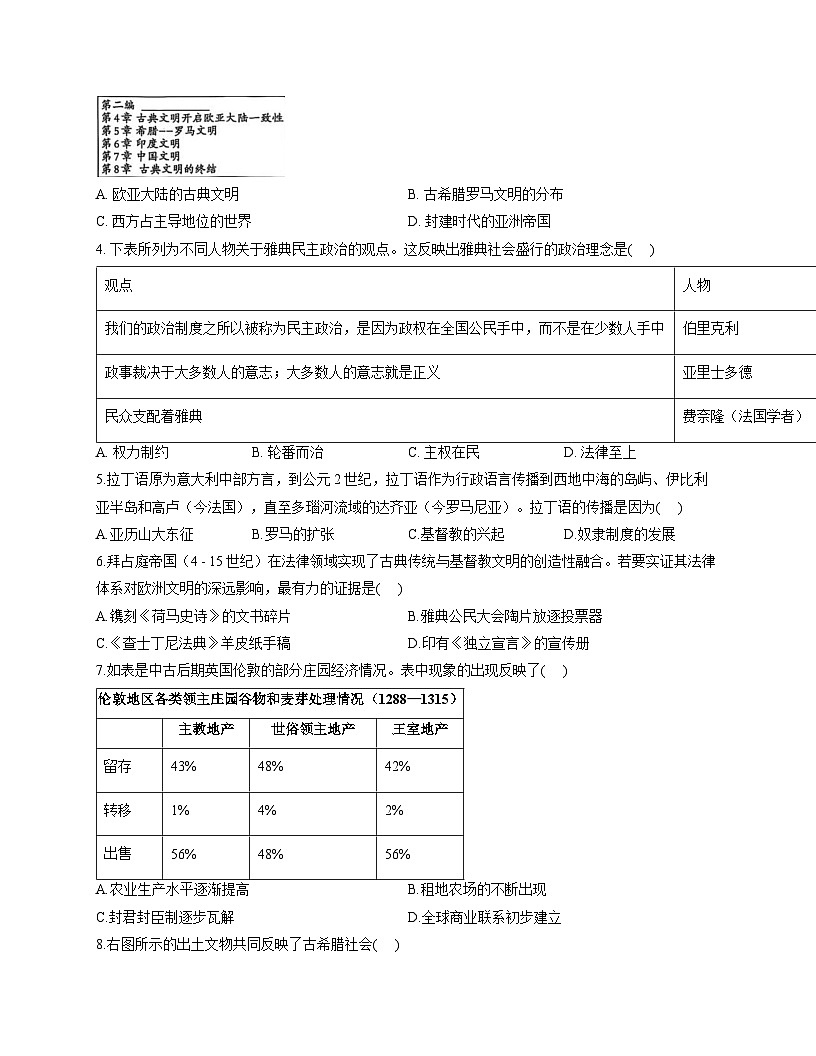 河南省安阳市内黄县六村镇中心校2025-2026学年九年级上学期11月期中 历史试题第2页