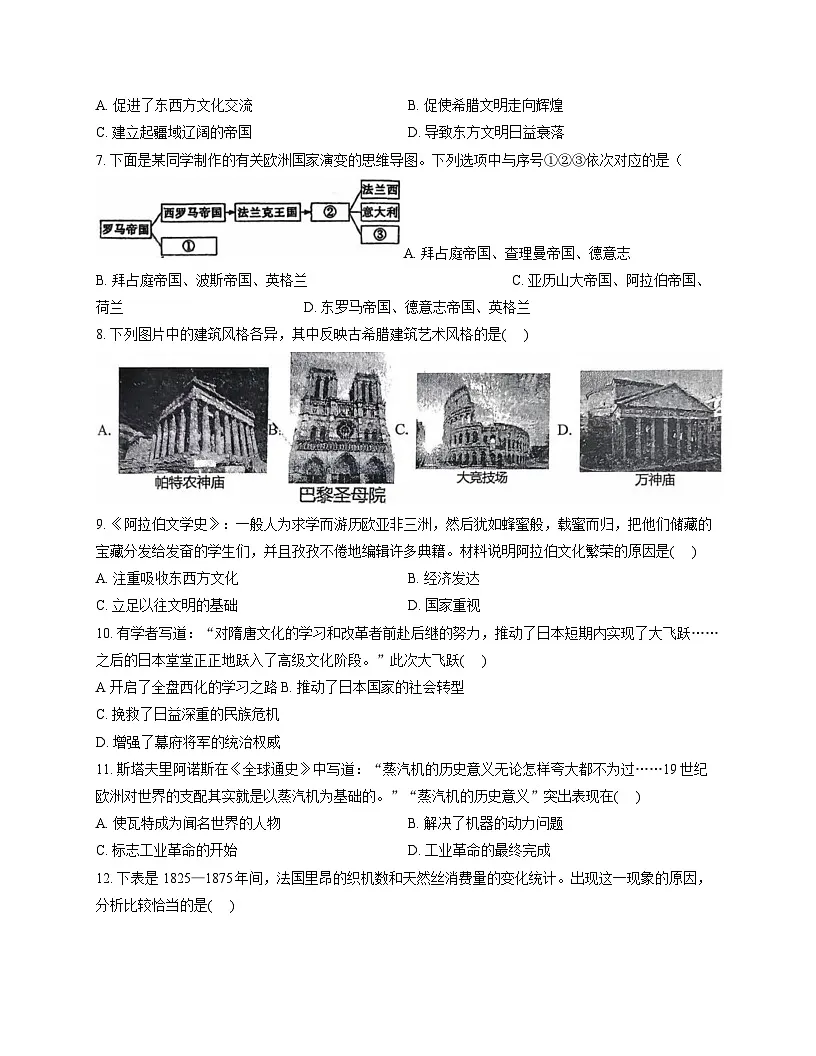 湖北省襄阳市襄城区法龙中学2025-2026学年九年级上学期11月期中 历史试题第2页