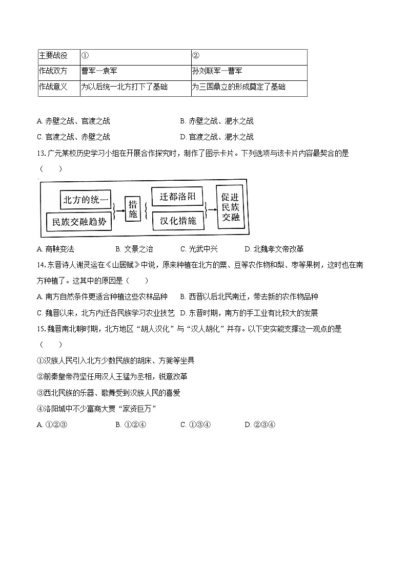 2025-2026学年北京十二中八年级（上）期中历史试卷-自定义类型第3页
