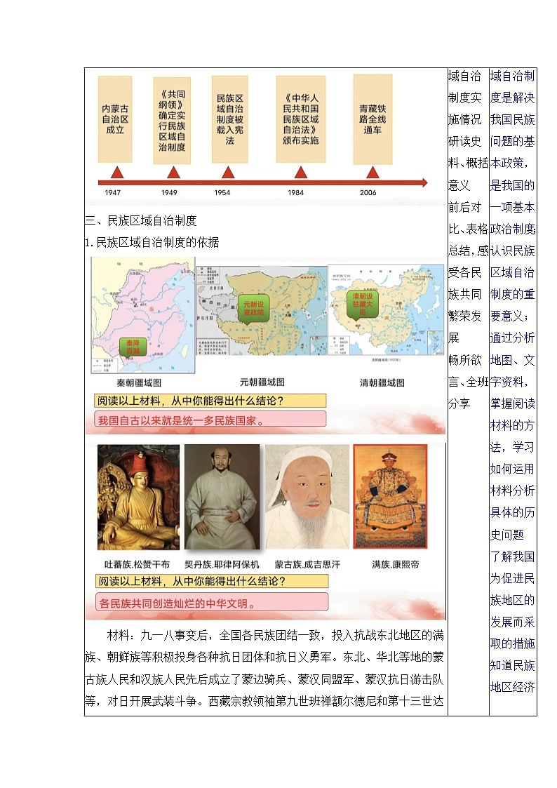 人教版部编初中历史八下4-12《民族大团结》大单元教学设计第3页