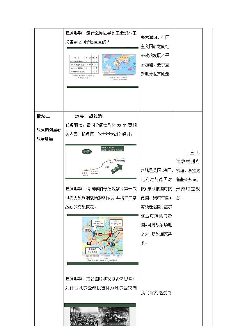 历史与社会九年级下册人教版中国历史第8课 第一次世界大战-教学设计第3页