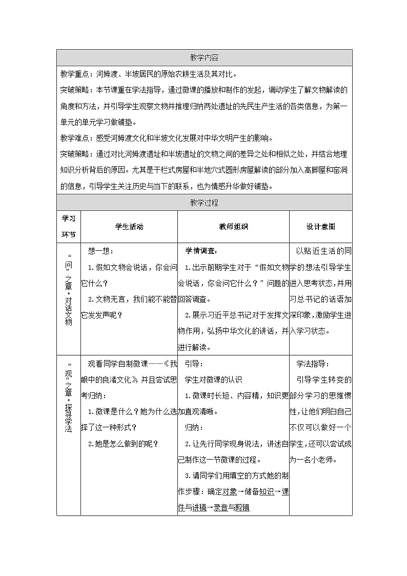 历史与社会七年级上册人教版中国历史第2课 原始农耕生活-教学设计第2页