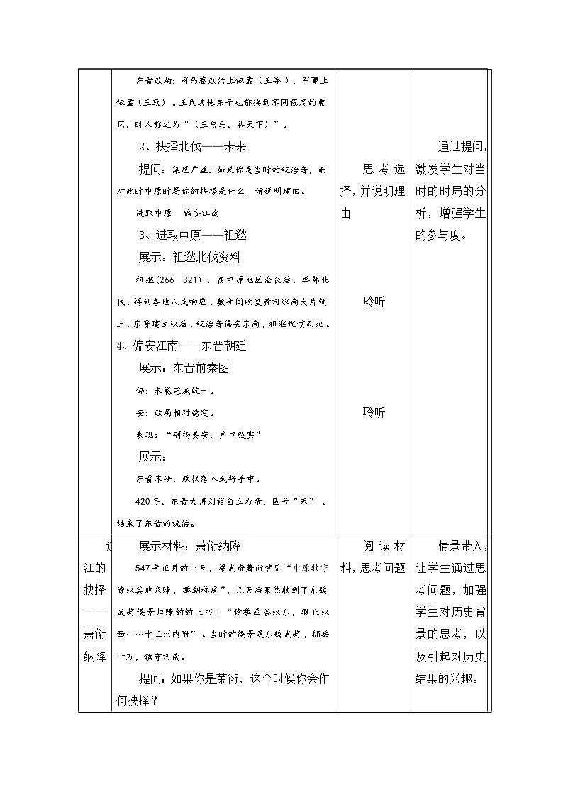 历史与社会七年级上册人教版中国历史第18课 东晋南朝时期江南地区的开发-教学设计第3页