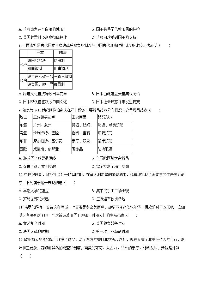 2025-2026学年河南省洛阳市洛宁县九年级（上）期中历史试卷（含答案）第2页