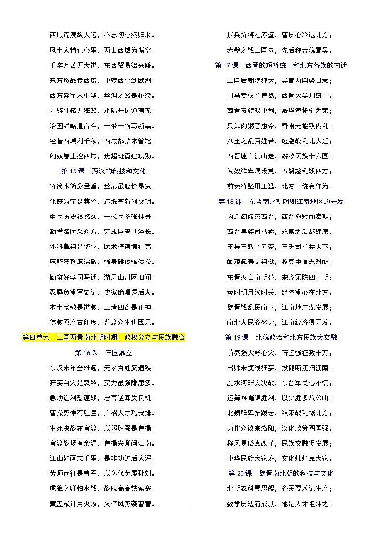 【备考2026中考历史】人教版初中历史知识点·129个顺口溜(全六册)第3页