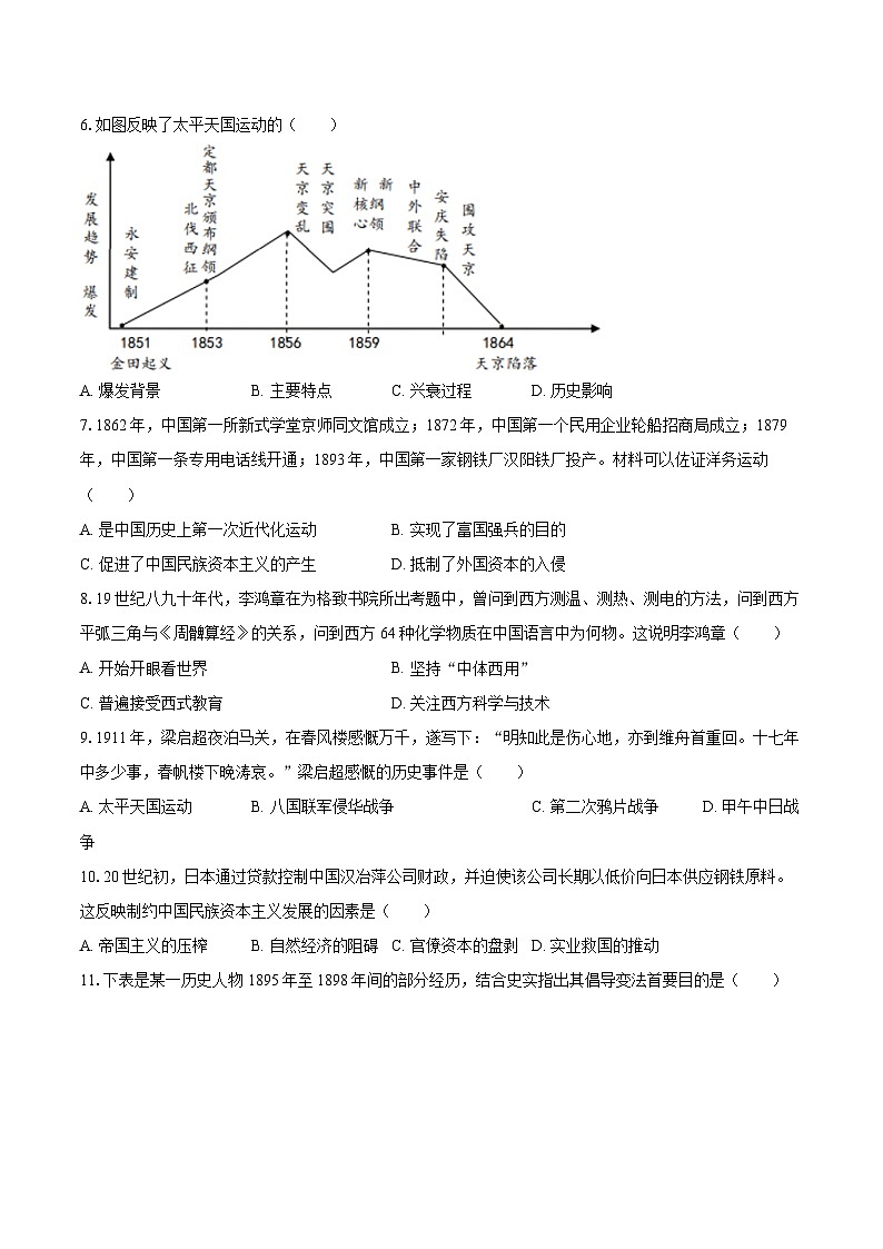 2025-2026学年江苏省苏州市常熟市八年级（上）期中历史试卷-自定义类型第2页