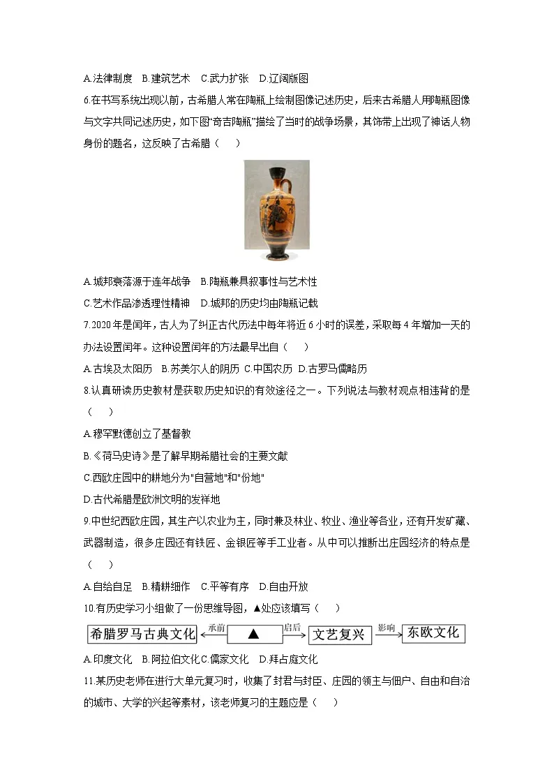 广西壮族自治区百色市田林县2025-2026学年九年级上学期11月期中历史试卷（学生版）第2页