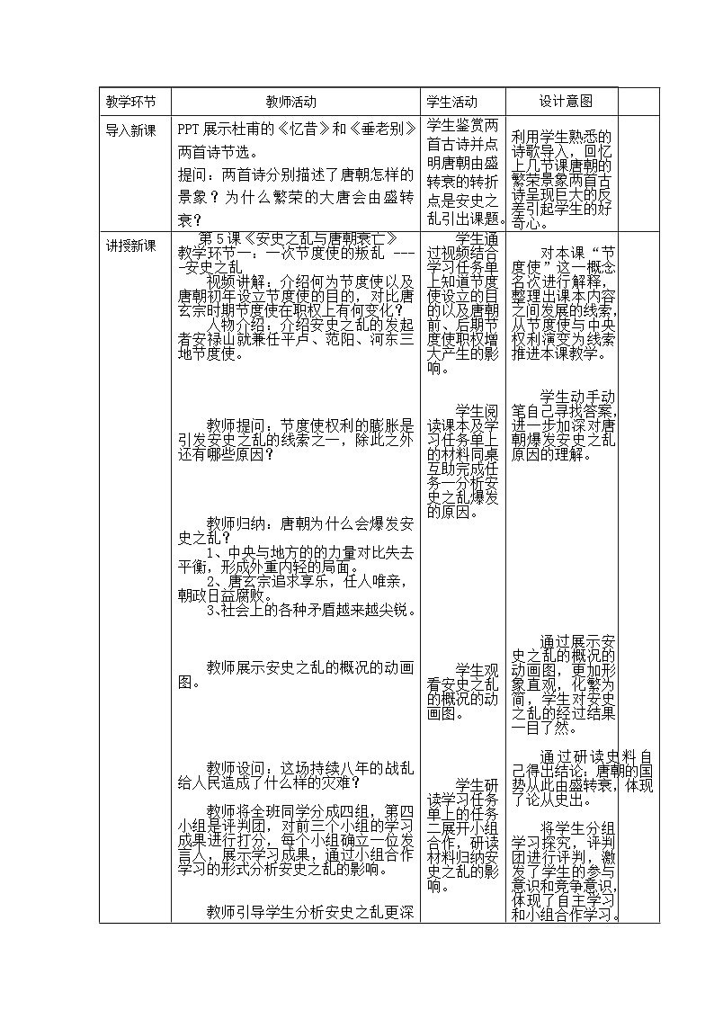 人教版中国历史七年级下册第5课 安史之乱与唐朝衰亡-表格式教案第2页